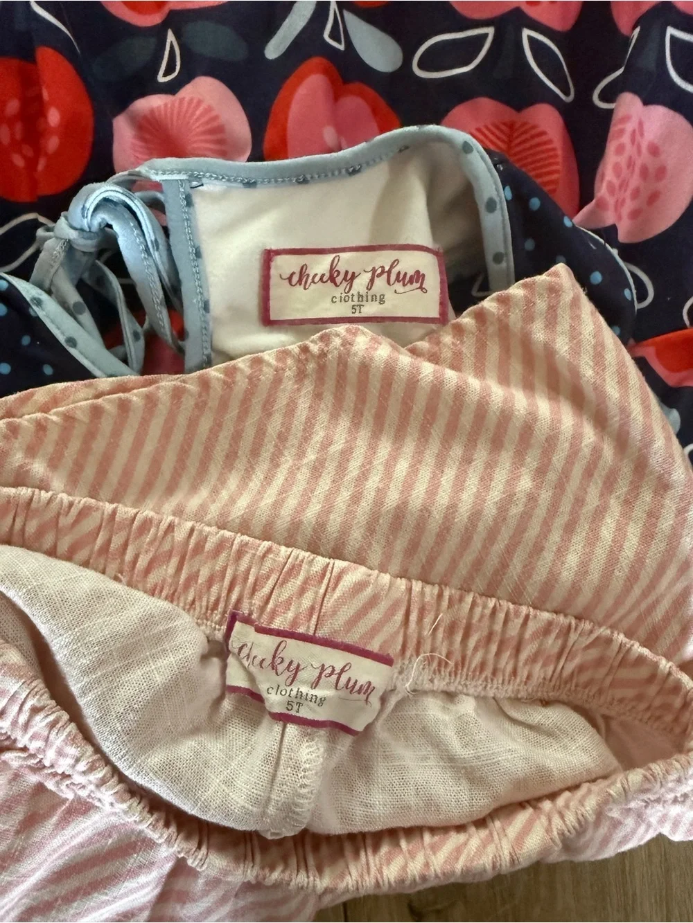 cheeky plum Navy, Pink & Red Apple Print Girls Matching Set